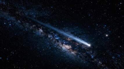 Exploring the stunning journey of a comet through the vast galaxy, showcasing its bright tail and cosmic beauty in deep space - Powered by Adobe