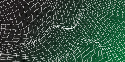 Soccer Ball illuminated green light in the Goal Net. illustration. vector eps10.