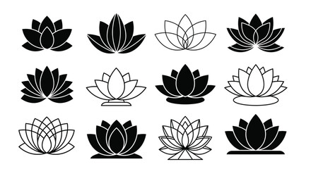 Collection of lotus flower vector designs for branding and decoration editable