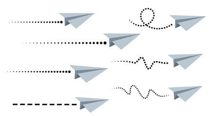 Paper airplane vector illustration with different paths and designs editable