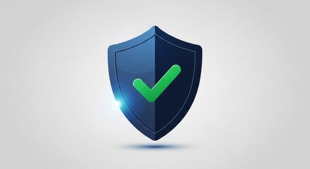 A blue shield with a green checkmark on a gray background.