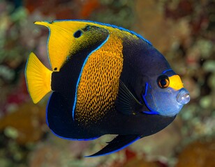 Vibrant angelfish in coral reef