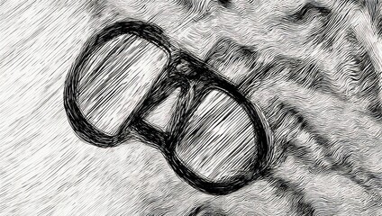 Sketch of eyeglasses on a textured background.