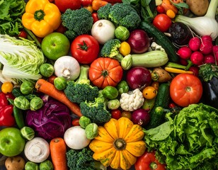 Vibrant array of fresh colorful vegetables