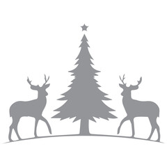 Christmas Deer Tree Scene