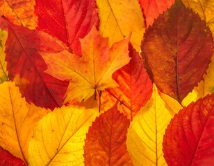 Vibrant autumn leaves in various shades