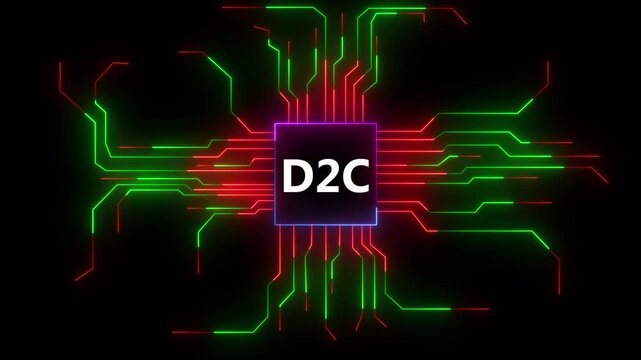 Dynamic D2C Concept Futuristic Technology Circuit Board Animation Background Loop