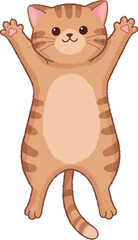 Cute Orange Tabby Cat Waving Arms Isolated White Background Vector