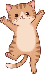 Cute Orange Tabby Kitten Dancing with Joy Isolated White Background