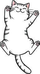 Cute Tabby Cat Sleeping Happily On White Background Flat Design