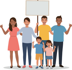 Diverse Group Of People Holding A Blank Sign Standing Together