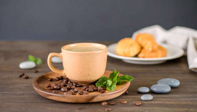 Coffee and Pastries on a Wooden Table