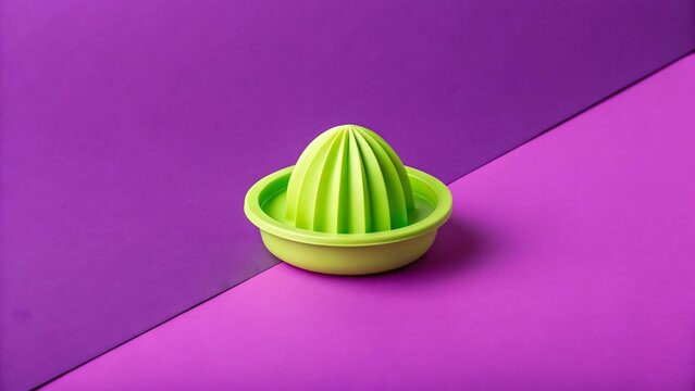 Neon green citrus juicer on a split purple and pink background lime squeezer lemon squeezer