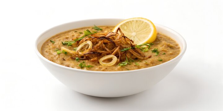 haleem garnished with fried