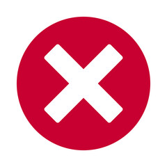 Obraz premium Red circle with a black cross symbol isolated on transparent background