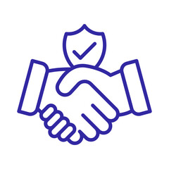 Secure handshake icon representing trust partnership and agreement isolated on transparent background