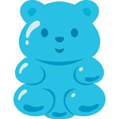 Transparent Blue Gummy Bear Candy With Rounded Features and Shiny Texture Isolated On White Background