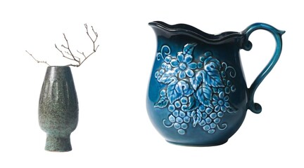 Artistic pitchers and vases displayed creatively in minimalist setting