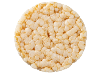 Crispy round rice cake, a healthy snack option for a balanced diet.