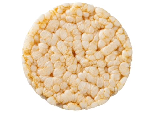 Crispy round rice cake, a healthy snack option for a balanced diet.