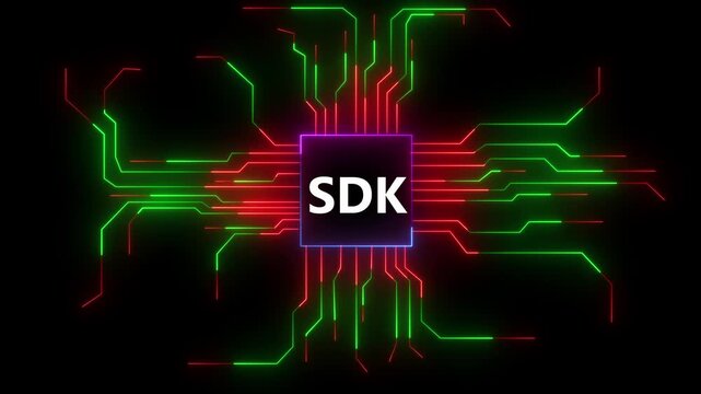 Vibrant SDK Neon Circuit Board Animation Development Kit Digital Technology Concept