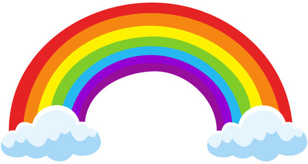 Rainbow and Clouds Illustration. Editable Color Vector