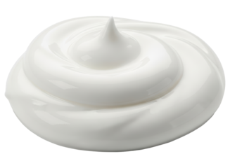 Perfectly swirled white cream dollop with a delicate peak, ready for culinary use