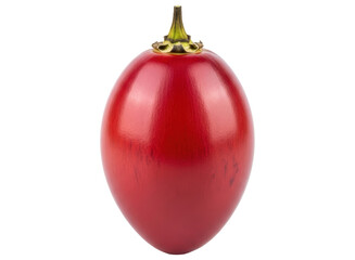 Vibrant red naranjilla fruit with green stem, exotic tropical produce for healthy eating