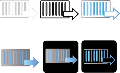 Sleek gradient and line art icon set for data export, container shipping, and information output concepts