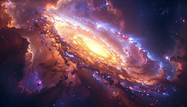 Vibrant cosmic swirl, nebulae glow