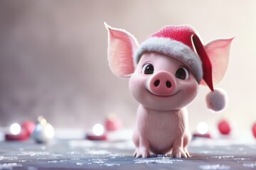 pig in holiday outfit for Christmas, ideal for winter promotions and festive marketing visuals