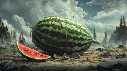 image of a watermelon that is starting to rot