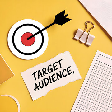 Marketing Concept with Target Audience Text on Yellow Background