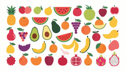Colorful Variety of Fresh Fruits Vector Illustration for Healthy Eating