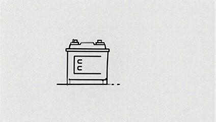 Minimalist Car Battery Illustration on White Background.