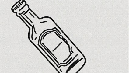 Minimalist Line Art Illustration of a Small Bottle with a Label.