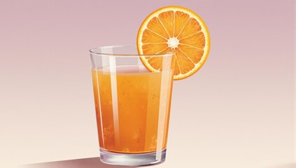 A clear glass of freshly squeezed orange juice with garnish.