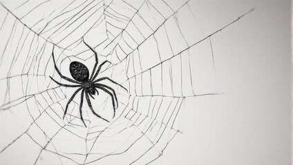 Spider in Web - A Detailed Black and White Image.