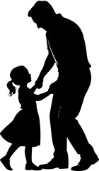 father and daughter dancing silhouette vector illustration