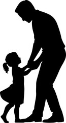 father and daughter dancing silhouette vector illustration