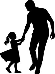 father and daughter dancing silhouette vector illustration