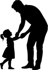 father and daughter dancing silhouette vector illustration