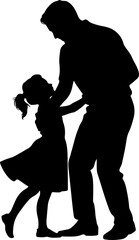 father and daughter dancing silhouette vector illustration