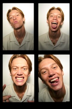 Expressive Moments Captured in Playful Photo Booth Snapshot Series