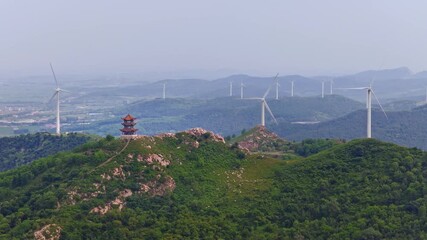 Aerial photography of Mingyue Zen Temple in Diaobingshan City, Liaoning Province