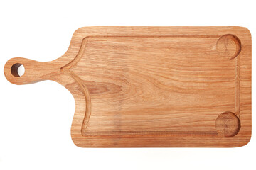 Wooden kitchen board, aesthetic design on white background