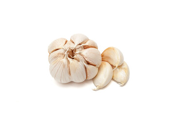 Fresh garlic on white background