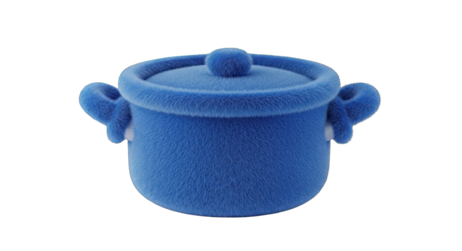 Blue cooking pot with lid and handles ready for use in kitchen.