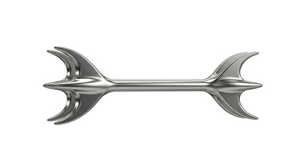 Silver Double Sided Spear Head on White Background