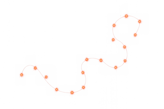 Scorpio constellation forming with glowing orange lights, a zodiac sign on transparent background, astrology and horoscope concept